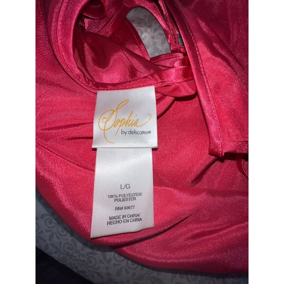 Sophia By Delicates Red Satin Embroidered Floral Chemise Lingerie Side Tie Large - Picture 4 of 4